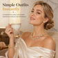 Gold Plated Heart Shaped Rhinestone Jewelry 4-Piece Set with Necklace Earrings Bracelet and Ring