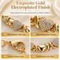 Gold Plated Heart Shaped Rhinestone Jewelry 4-Piece Set with Necklace Earrings Bracelet and Ring