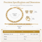 Gold Plated Heart Shaped Rhinestone Jewelry 4-Piece Set with Necklace Earrings Bracelet and Ring