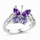 🦋 50 % RABATT! ✨ Söt och snygg fjärilsring i koreansk stil för kvinnor – livfulla lila ädelstenar, intrikat keltiskt mönster och platinafärg – elegant lyx för vardagen 💜