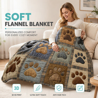 🐾 50 % RABATT NU! 🧶 Söt flanellfilt med tassavtryck – mysig värme, levande tryck & mångsidig – perfekt för soffan, sängen och djurvänliga hem 🏠