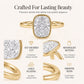 ✨ Ice-Cut-ring med kuddeformad infattning för kvinnor: elegant infattning, design som går att kombinera med andra ringar, tålig mot missfärgning, perfekt för vardagsbruk