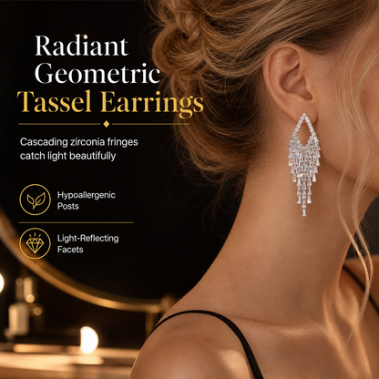 💎 50 % RABATT! ✨ Örhängen med zirkoner – Droppformade med tofsar och elegant glans ✨