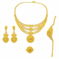 📢📢50 % RABATT !! ⏰24K guldpläterat bröllopssmyckeset – halsband, armband, ring och örhängen i indisk stil från Dubai för kvinnor