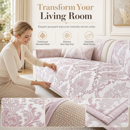 🛋️ 3D-präglat soffkuddfodral: halkfritt silikongrepp, tvättbart i maskin, högkvalitativ jacquard