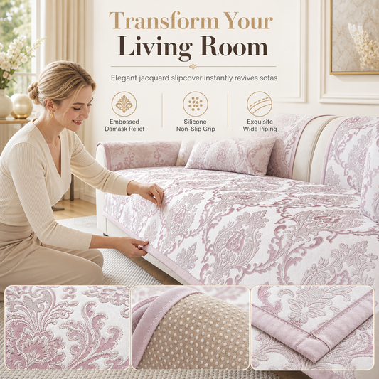 🛋️ 3D-präglat soffkuddfodral: halkfritt silikongrepp, tvättbart i maskin, högkvalitativ jacquard