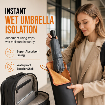 ☔ Vattenabsorberande fodral för hopfällbar paraply 💧 | Insida i högabsorberande chenille och dragkedja ✨ | Utsida i vattentätt oxfordtyg för väskor och ryggsäckar 🎒 | 3 livfulla färger