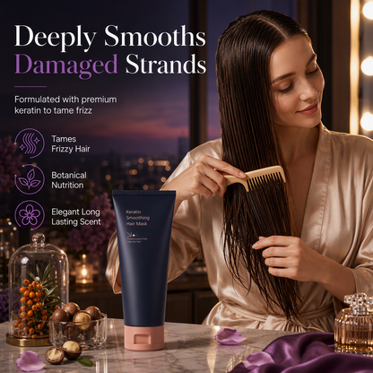 Keratin-utjämnande hårmask 320 ml – närande och reparerande behandling för torrt, frissigt och skadat hår