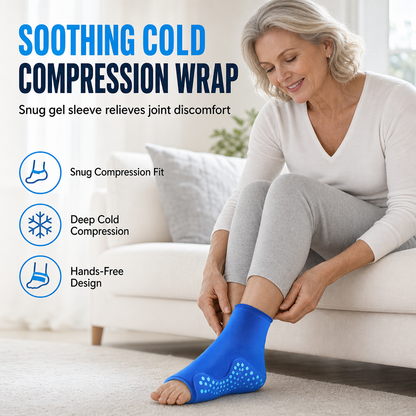 🦶❄️ 3D Gel-kylstrumpa för fotled – Kompressionsstöd för kyl- & värmeterapi vid svullnad och stukning 🩹