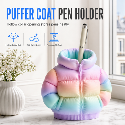 🧥 50 % RABATT! ✏️ 3D-printad dunjacka som pennhållare – Rolig och kreativ skrivbordsorganisatör för pennor & penslar 🎨