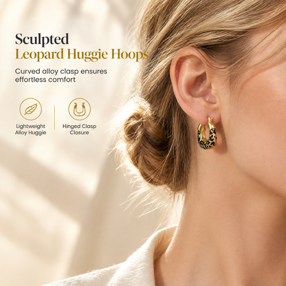 ⏳Limited-time 50% off⏰Vintage Leopard Print U Shaped Huggie Hoop Earrings👂🐆📿