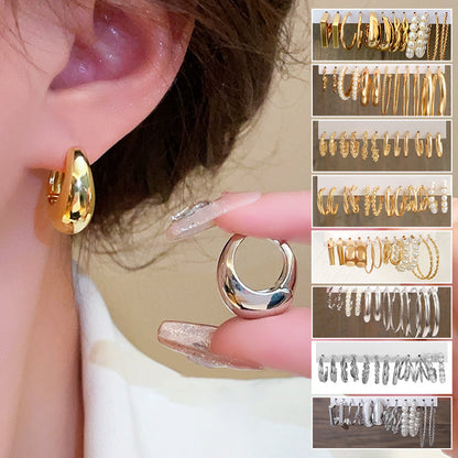 Klassiskt set med geometriska örhängen (6 par) – Tidlös elegans för alla tillfällen ✨💍