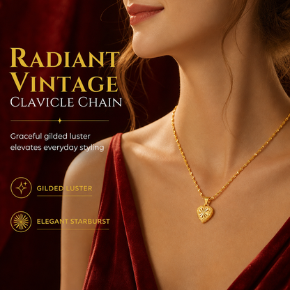 Vintage hjärtformat halsband i guldton – Romantisk nyckelbenskedja för dam 💛✨
