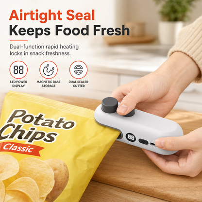⏳ 50 % RABATT! 🥪 Portabel mini-påsförslutare & påsöppnare – Uppladdningsbar värmeförslutare med digital batteridisplay & magnetiskt fäste ✨