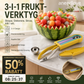 ✨ Ta din frukttillagning till en ny nivå – det multifunktionella 3-i-1-setet med melonskopa och skärkniv! ✨